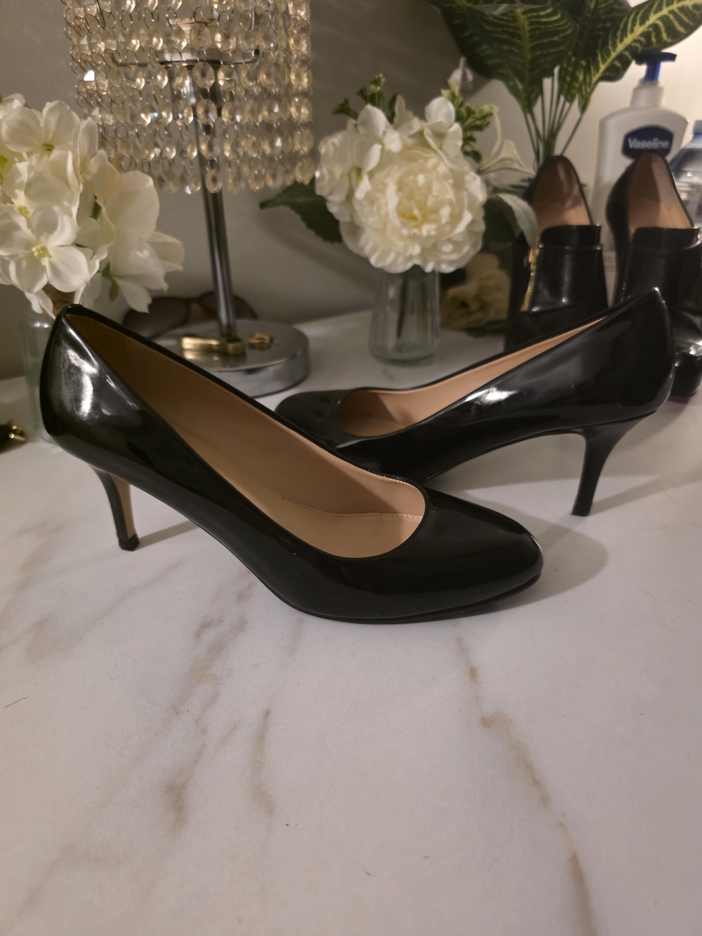 Hugo Boss Black Patent Mid-Heel Pumps